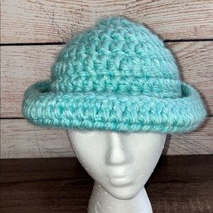 Vintage Handmade Light Blue Crochet Hat